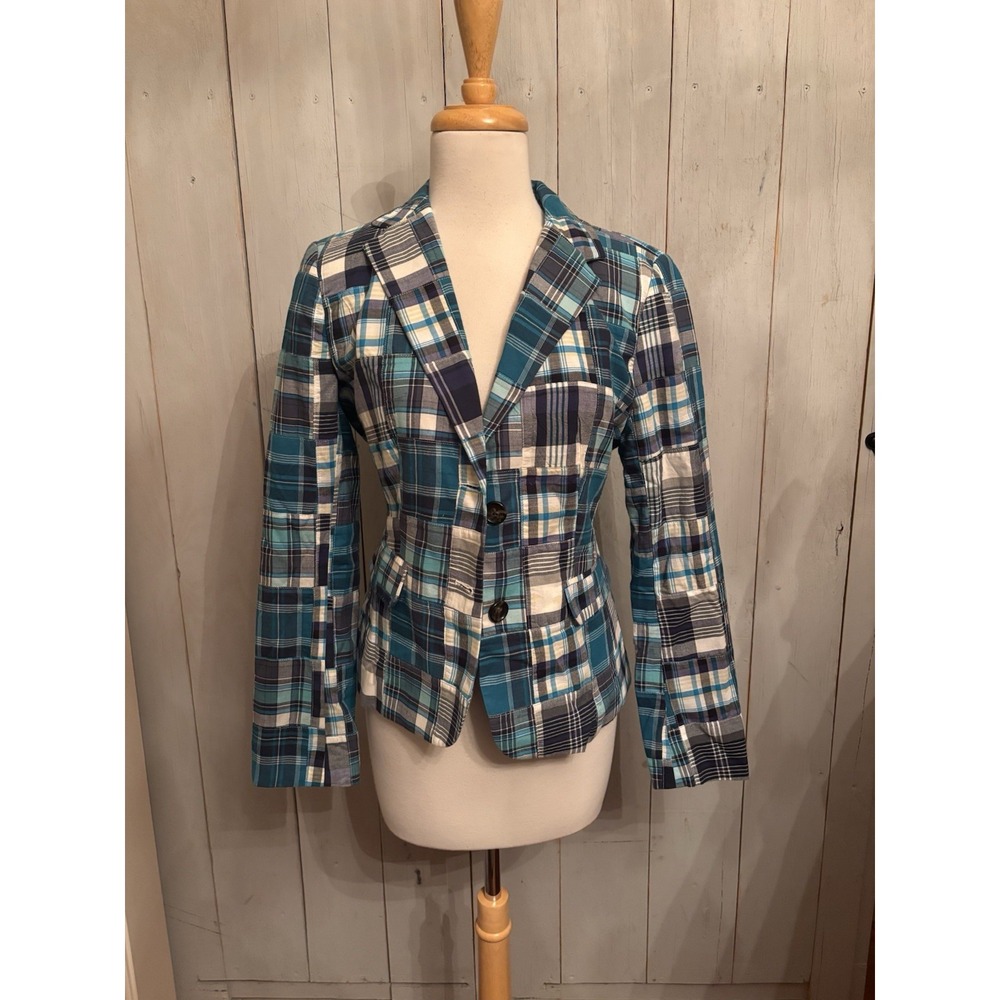 Talbots Patchwork Blazer Button Jacket Size 6 Blu… - image 4